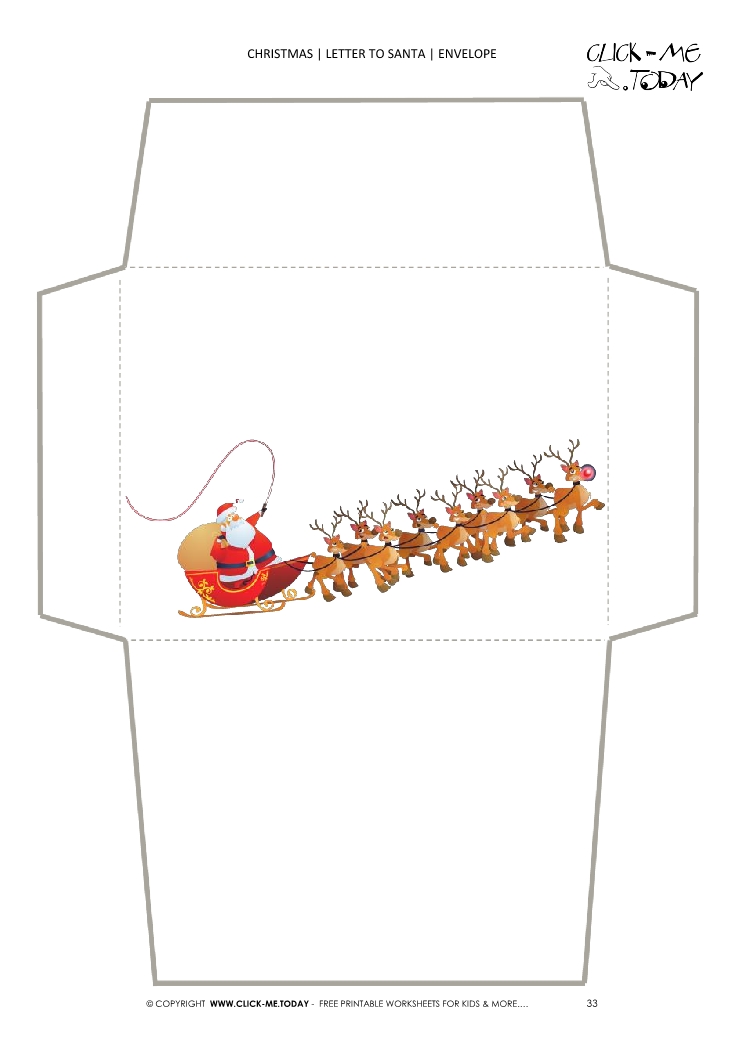 Cute envelope to Santa template sleigh and Santa Claus 33